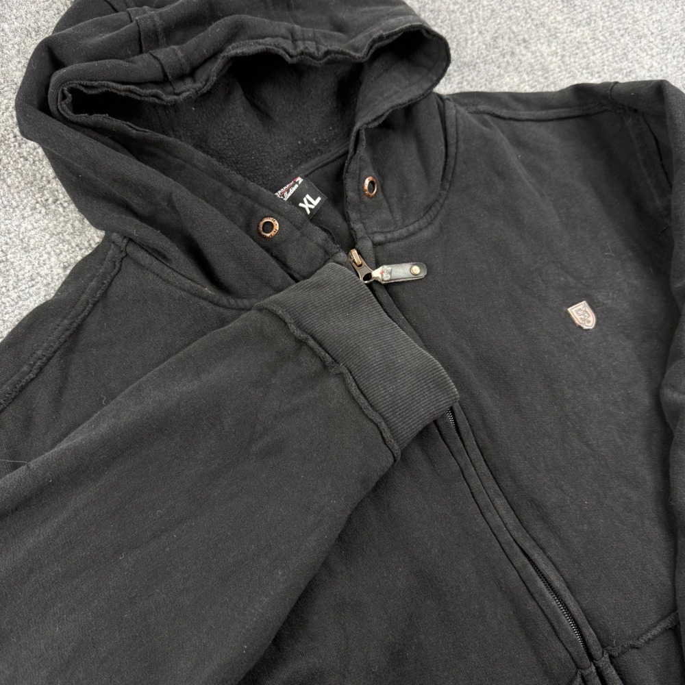 Southpole Full Zip Hoodie XL Black Raw Edge Seam Embroidered Logo Mens